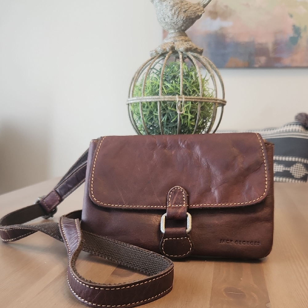 Jack Georges Brown Leather Crossbody Bag
